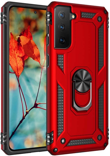 Galaxy S21 Kılıf Htstore Zore Vega Silikon-Kırmızı
