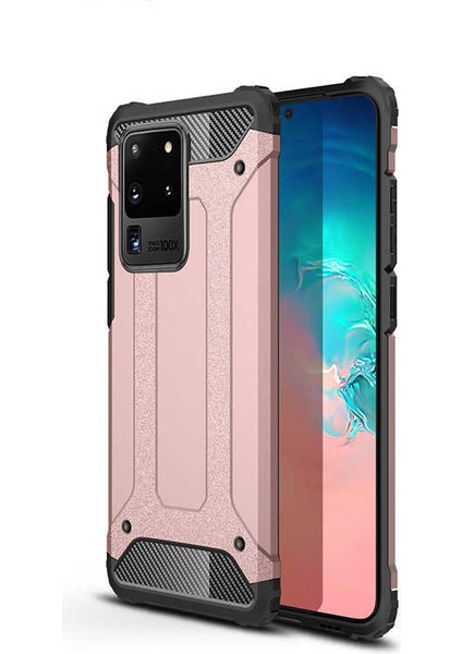 Galaxy S20 Ultra Kılıf Htstore Zore Crash Silikon-Rose Gold