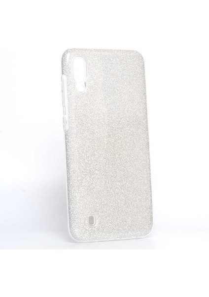 Galaxy M10 Kılıf Htstore Zore Shining Silikon-Gümüş