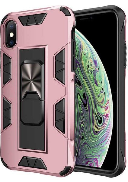 Apple iPhone x Kılıf Htstore Zore Volve Kapak-Rose Gold