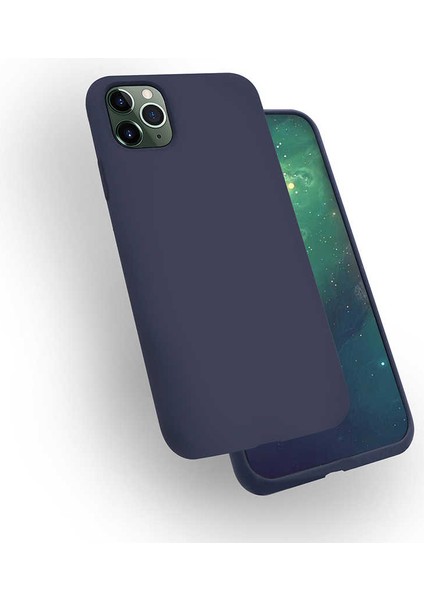 Apple iPhone 11 Pro Max Kılıf Htstore Zore Silk Silikon-Lacivert