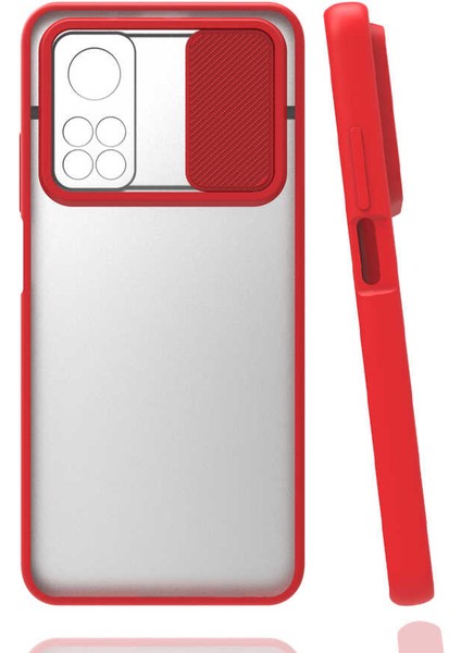Xiaomi Mi 10T 5g Kılıf Htstore Zore Lensi Kapak-Kırmızı