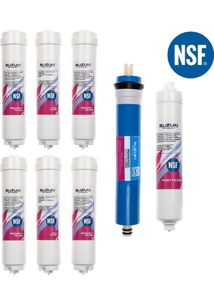 Suzukı Technology 12 Inç Kapalı Kasa Su Arıtma Cihazı 1 Yıllık Tam Set Filtre Takımı (8 Filtre) modelleri
