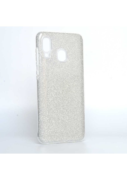 Galaxy A30 Kılıf Htstore Zore Shining Silikon-Gümüş