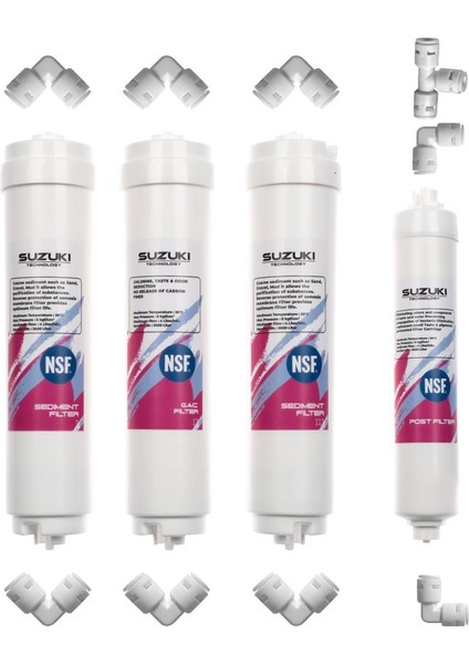 Suzukı Technology 12 Inç Kapalı Kasa Su Arıtma Cihazı Membransız Tam Set (4 Filtre)