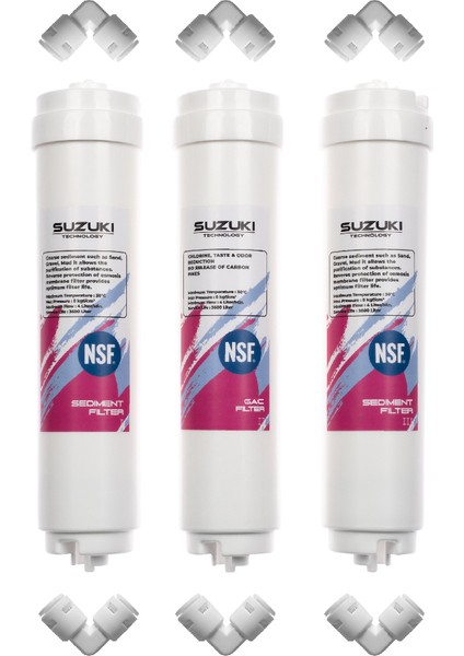 Suzukı Technology 12 Inç Kapalı Kasa Su Arıtma Cihazı Ön Filtre Takımı (3'lü)