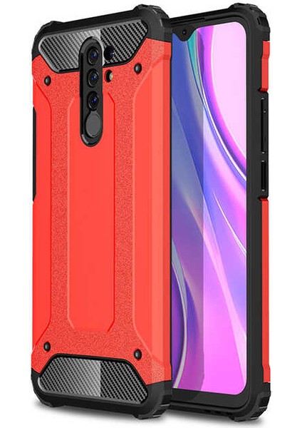 Xiaomi Redmi 9 Kılıf Htstore Zore Crash Silikon-Kırmızı