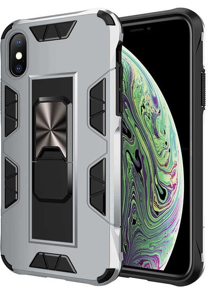 Apple iPhone x Kılıf Htstore Zore Volve Kapak-Gri