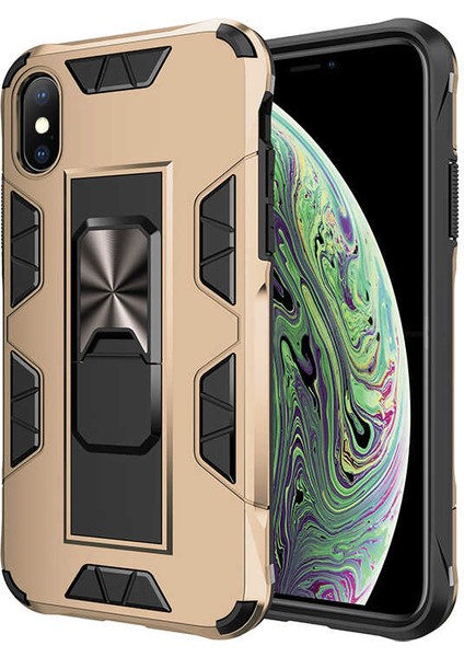 Apple iPhone Xs Max 6.5 Kılıf Htstore Zore Volve Kapak-Gold