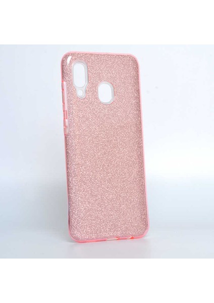 Galaxy A30 Kılıf Htstore Zore Shining Silikon-Rose Gold