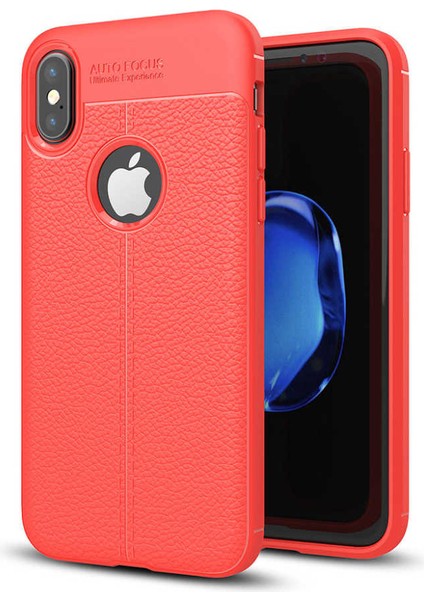 Apple iPhone x Kılıf Htstore Zore Niss Silikon-Kırmızı