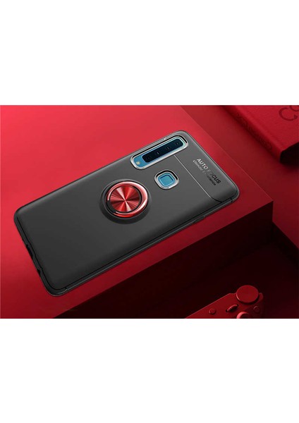 Galaxy A9 2018 Kılıf Htstore Zore Ravel Silikon-Siyah-Kırmızı