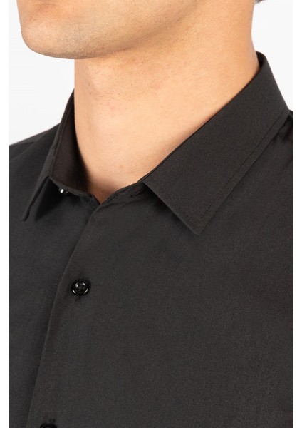 Slim Fit Dar Kesim Küçük Yaka Düz Erkek Gömlek modelleri