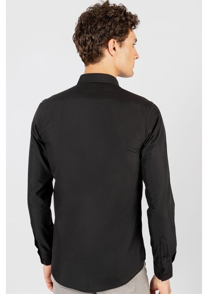 Slim Fit Dar Kesim Küçük Yaka Düz Erkek Gömlek fırsatları