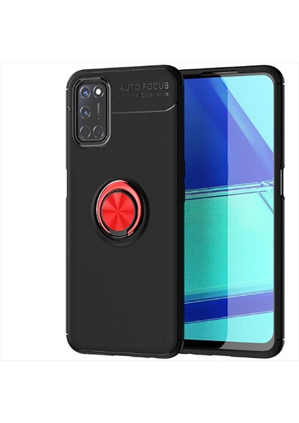 Oppo Reno A52 Kılıf Htstore Zore Ravel Silikon-Siyah-Kırmızı