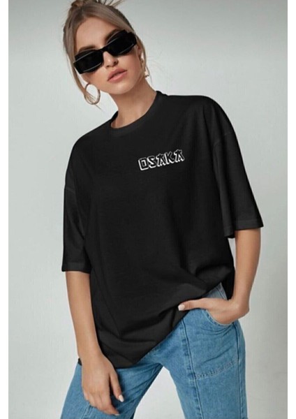 Siyah Osaka Baskılı Penye T-Shirt fiyatları