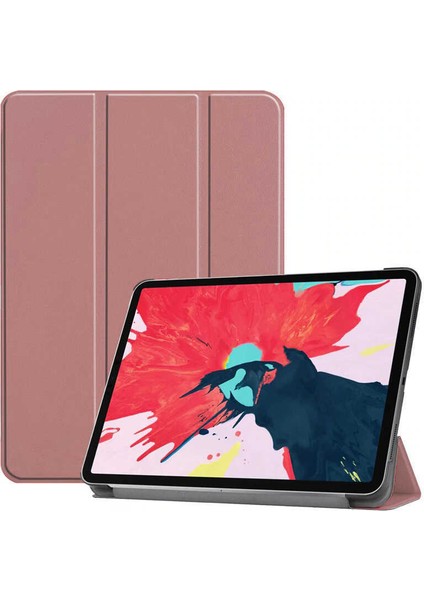 Apple iPad Air 10.9 2020 Htstore Zore Smart Cover Standlı 1-1 Kılıf-Rose Gold