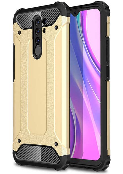 Xiaomi Redmi 9 Kılıf Htstore Zore Crash Silikon-Gold