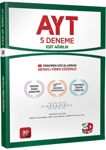 AYT Eşit Ağırlık ve Matematik Simülasyon Denemeleri Tamamı Video Çözümlü