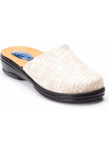 Kadın Deri Değiştirilebilir Memory Foam Anatomik Tabanlı, Topuk Jeli Destekli Sabo Terlik