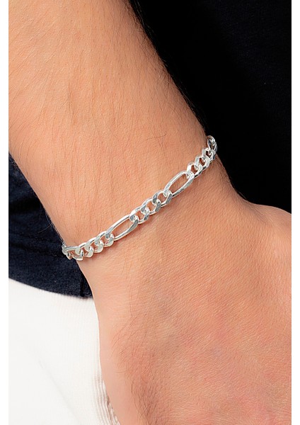 Figaro Gümüş Erkek Zincir Bileklik VEB-5020