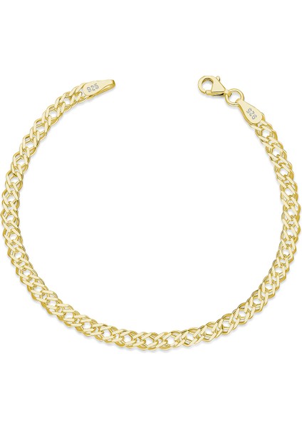 Rambo 925 Ayar Gümüş Altın Kapmala Zincir Bileklik VEB-5235