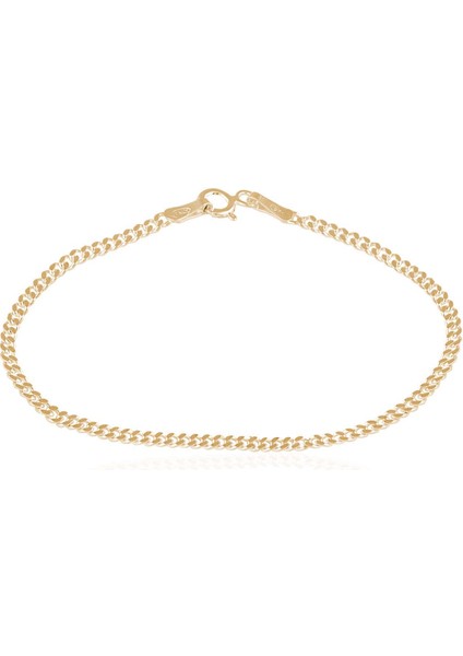 925 Ayar Gümüş Gold Kaplama Gurmet Zincir Bileklik VEB5248G