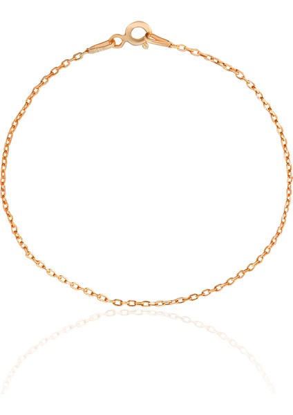 925 Ayar Gümüş Rose Kaplama Forse Zincir Bileklik VEB-5253R