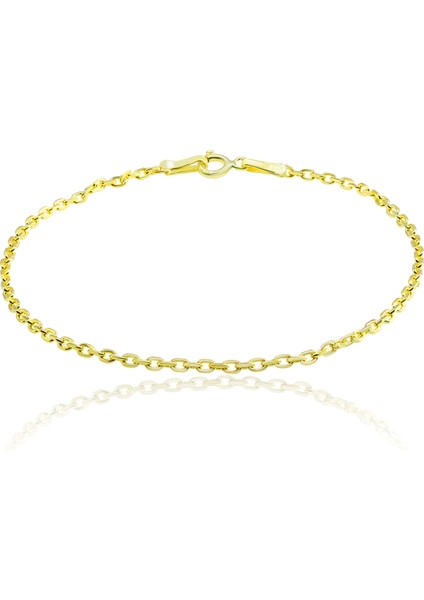 925 Ayar Gümüş Gold Kaplama Forse Zincir Bileklik VEB-5255G