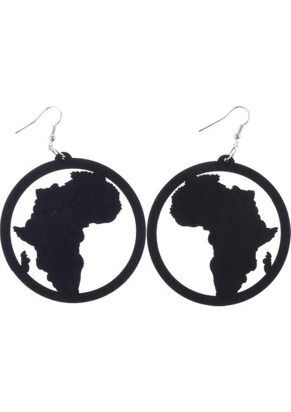 Abartmak Ahşap Afrika Harita Şekli Dangle Küpe Kanca Damla Küpe Siyah (Yurt Dışından) fırsatları