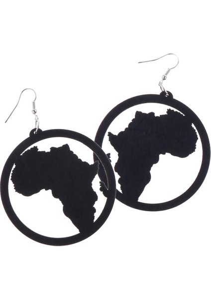 Abartmak Ahşap Afrika Harita Şekli Dangle Küpe Kanca Damla Küpe Siyah (Yurt Dışından) indirimleri