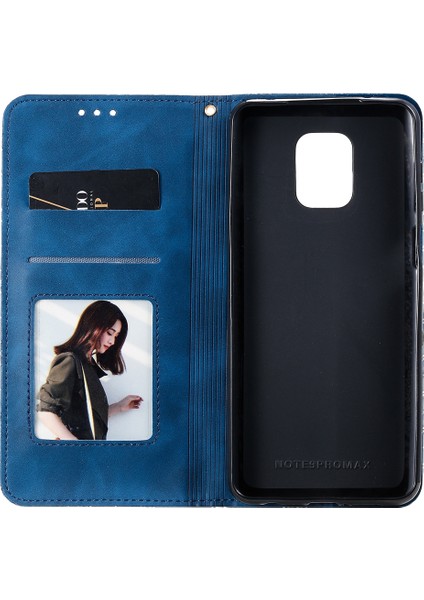 Xiaomi Redmi İçin Note 9 Pro Deri Kabartma Deri Kılıf Koyu Mavi (Yurt Dışından) fırsatları