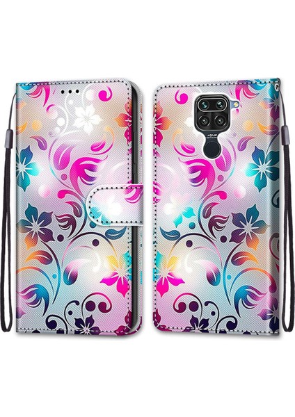 Xiaomi İçin Redmi Not 9 / 10X 4G Çapraz Doku Durumu Gradyan Renkli Çiçek (Yurt Dışından)