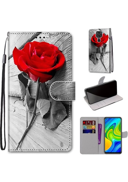 Xiaomi İçin Redmi Not 9 / 10X 4G Çapraz Doku Kılıfı Ahşap Kırmızı Gül (Yurt Dışından) fırsatları