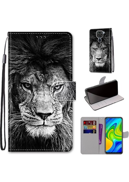 Xiaomi İçin Redmi Note 9 / 10X 4G Çapraz Doku Kılıfı Siyah Beyaz Aslan Kafası (Yurt Dışından) fırsatları