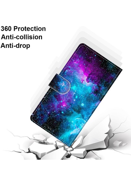 Xiaomi Redmi İçin Not 9 / 10X 4G Çapraz Doku Kılıf Mor Yeşil Yıldızlı Gökyüzü (Yurt Dışından) fiyatları