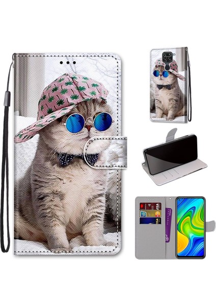 Xiaomi İçin Redmi Not 9 / 10X 4G Çapraz Doku Kılıf Eğitim Şapkası Mavi Ayna Kedisi (Yurt Dışından) fırsatları