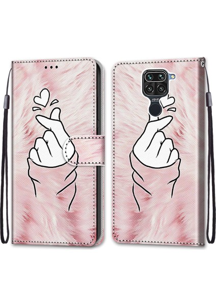 Xiaomi İçin Redmi Note 9 / 10X 4G Çapraz Doku Kılıf Pembe Eller Kalp (Yurt Dışından)