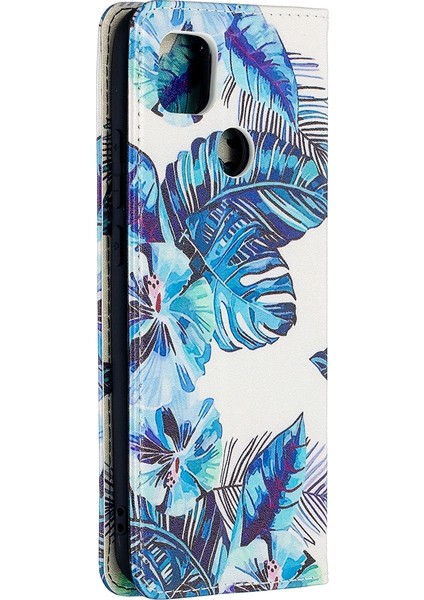 Xiaomi Redmi 9C Deri Kasa Mavi Yaprakları İçin (Yurt Dışından) modelleri