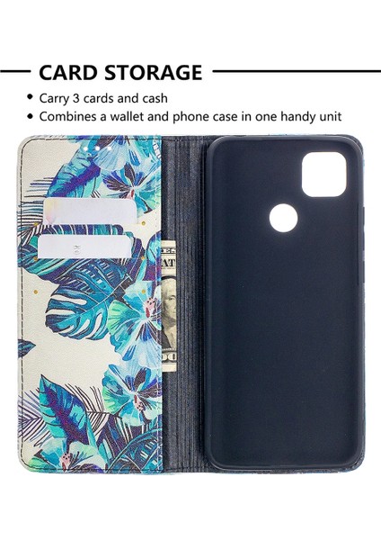 Xiaomi Redmi 9C Deri Kasa Mavi Yaprakları İçin (Yurt Dışından) fırsatları