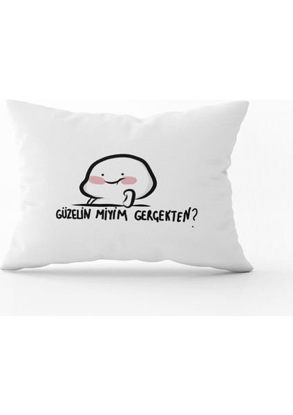 Beyaz Siyah Modern Yazılı Dijital Baskı Kırlent Yastık Kılıfı - CGH396-3550 Çift Tarafı Baskılı