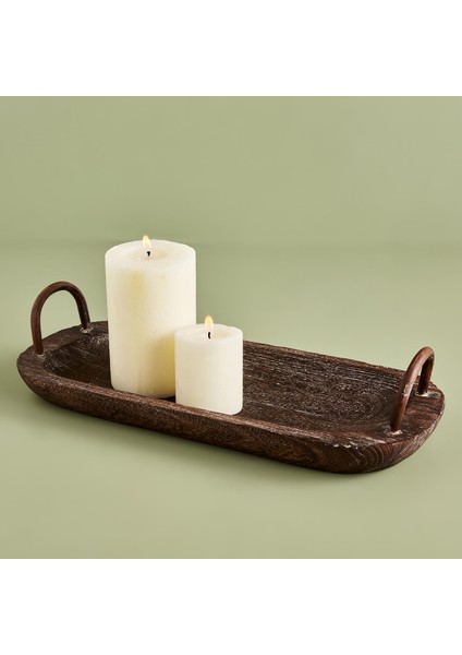 Bavola Kulplu Büyük Tepsi Oval (46,5X20,5X11 Cm)