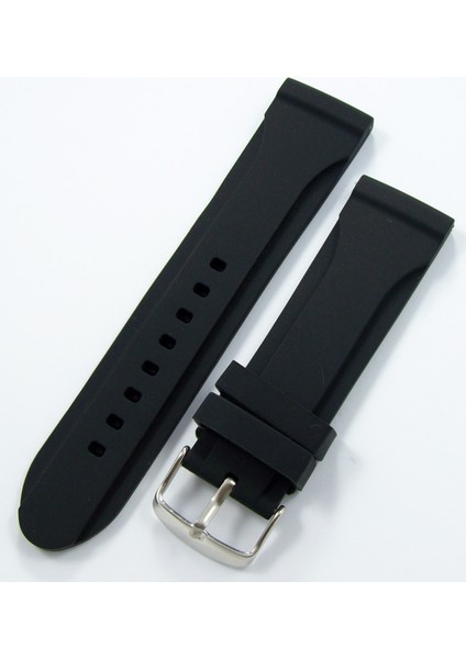 Siyah Kokusuz Silikon 22 mm Yumuşak Spor Kayışı Oval Saat Kordonu
