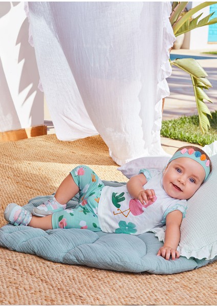 Kız Bebek Tişört Tayt Bandana 3 Lü Set 1715