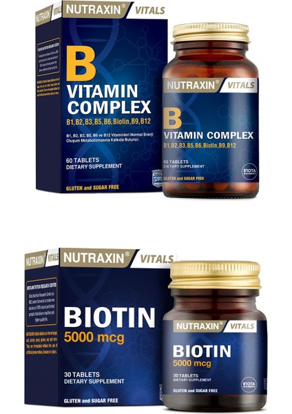 Vitals B Vitamin Complex 60 Tablet + Biotin 5000 Mcg 30 Tablet