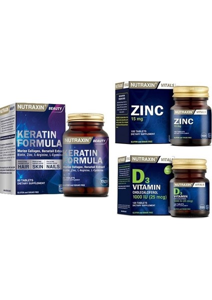Saç Ve Tırnakların Korunması Için Keratin Formula + Çinko + Vitamin D3