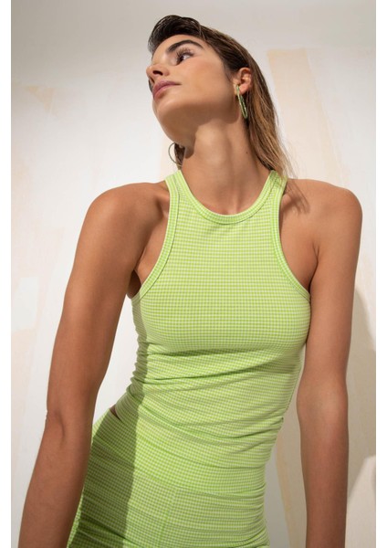 Slim Fit Dar Kesim Halter Yaka Pötikareli Atlet X8303AZ22SM fiyatları