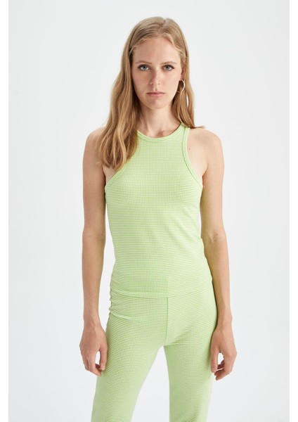 Slim Fit Dar Kesim Halter Yaka Pötikareli Atlet X8303AZ22SM