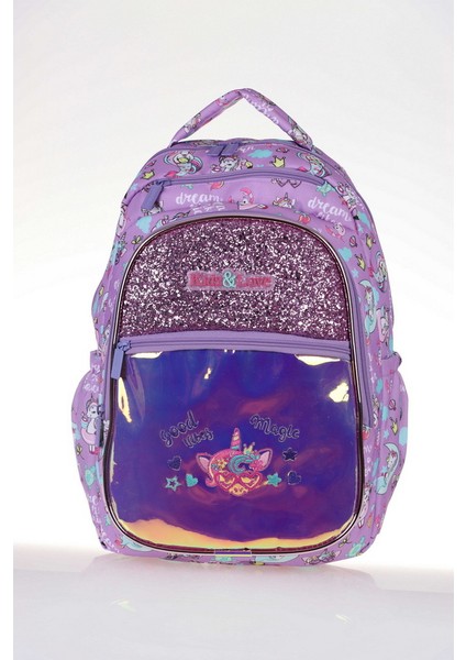 Kids Love Cat Unicorn Okul Çantası 39X29X16 Aynalı Taşlı L5063