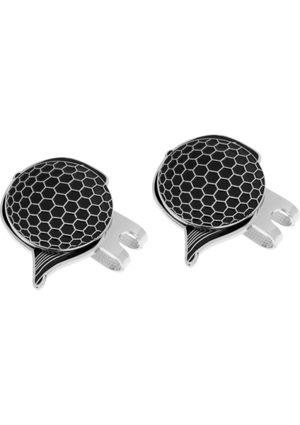 2 Set Moda Paslanmaz Çelik Golf Şapkası Klips Manyetik ile Top Işaretleyici Siyah (Yurt Dışından)